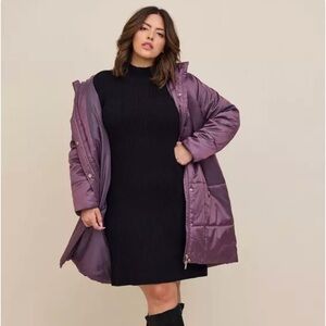 Torrid Purple Nylon Zip Front Puffer Jacket Size 4